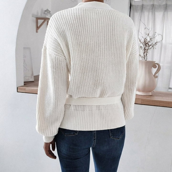 Millicenta | Women's Knitted Jumper | Wrap Front Tie Waist Casual