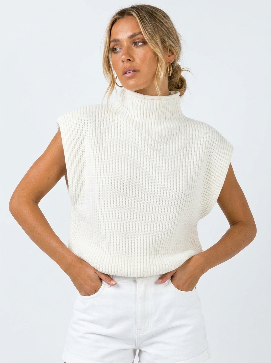Camena | Women's Knitted Vest | Sleeveless High Neck Oversized