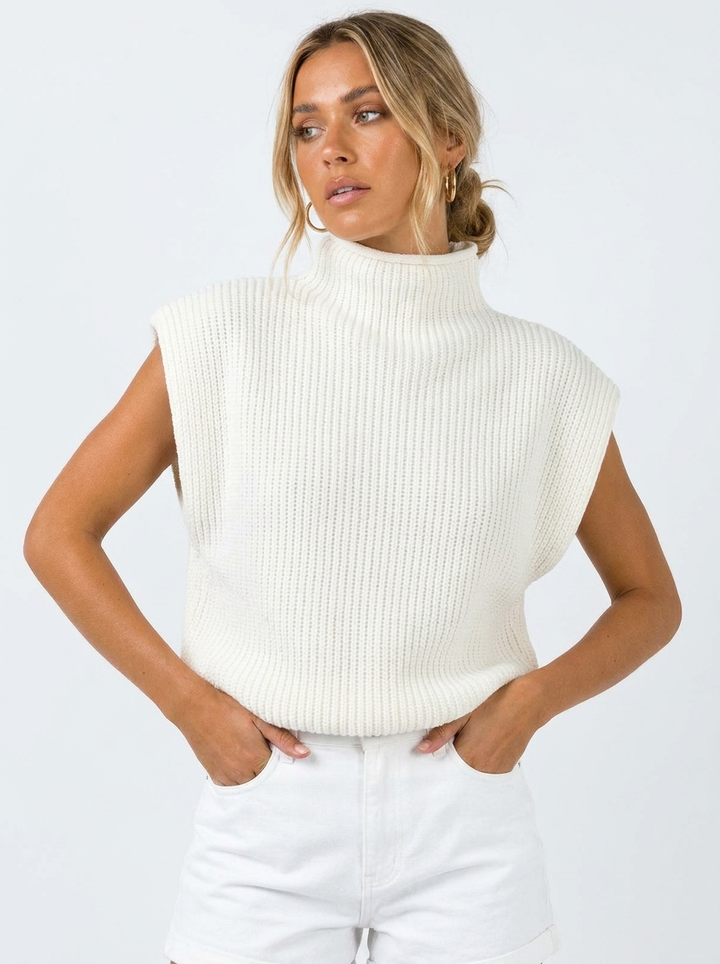 Camena | Women's Knitted Vest | Sleeveless High Neck Oversized