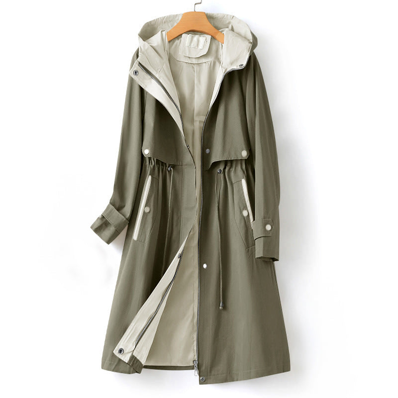 Khawla | Women's Long Hooded Rain Jacket | Drawstring