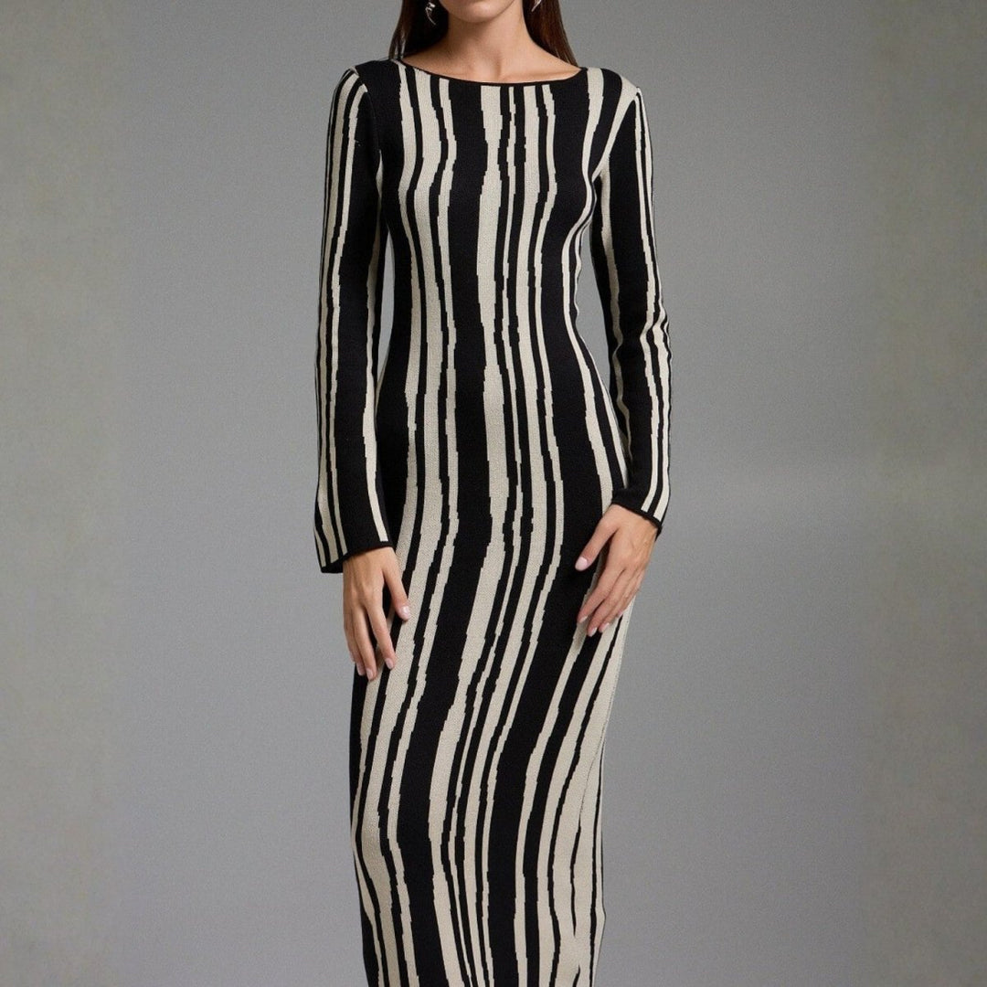 Hiltrude | Women's Long Sleeve Maxi Dress | Round Neck