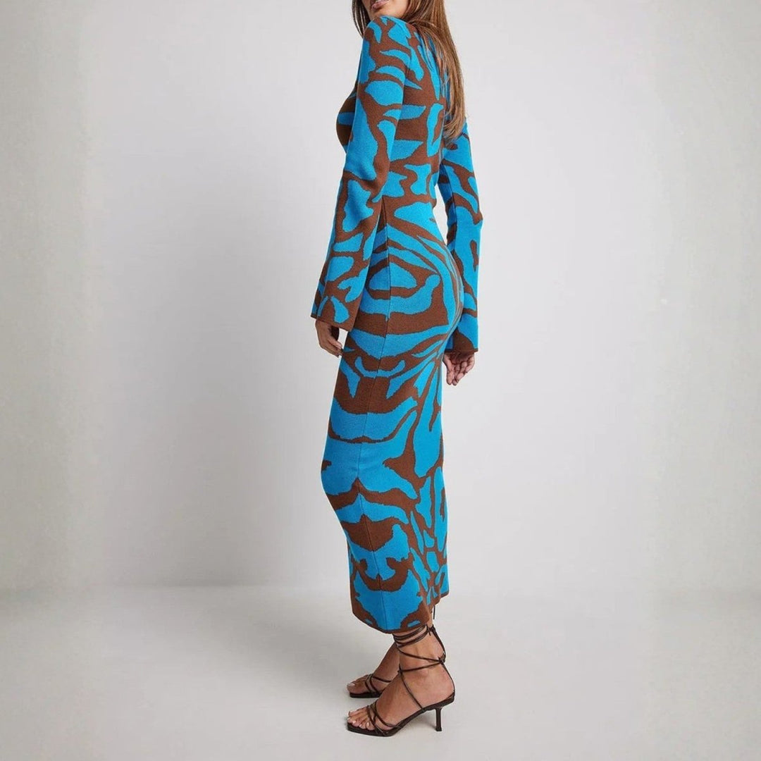 Hiltrude | Women's Long Sleeve Maxi Dress | Round Neck
