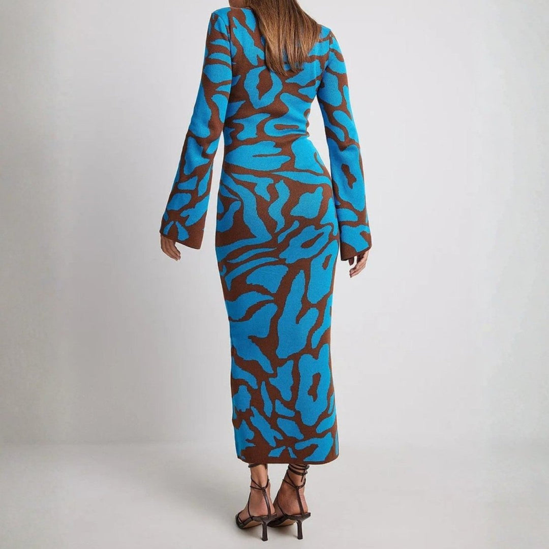 Hiltrude | Women's Long Sleeve Maxi Dress | Round Neck