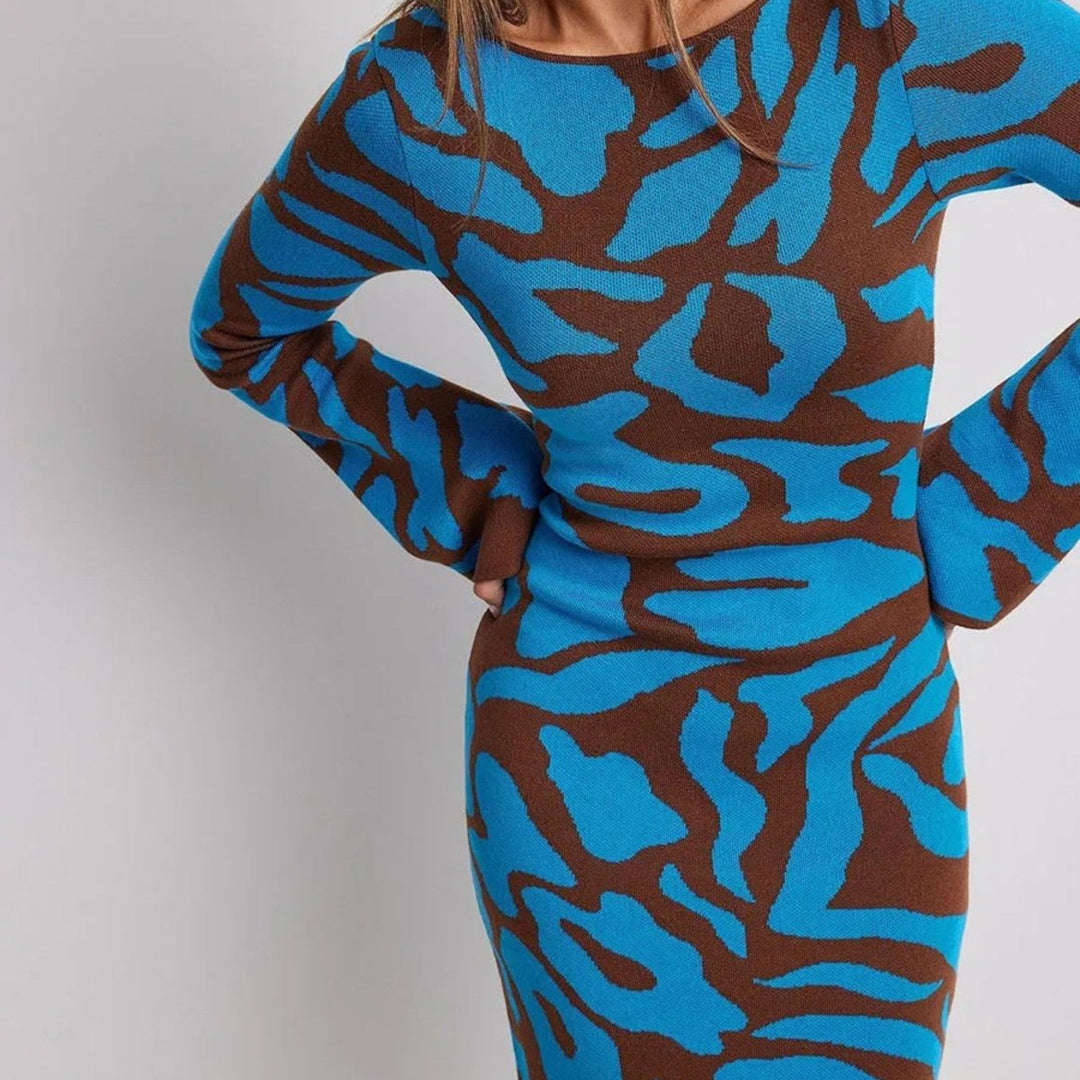 Hiltrude | Women's Long Sleeve Maxi Dress | Round Neck