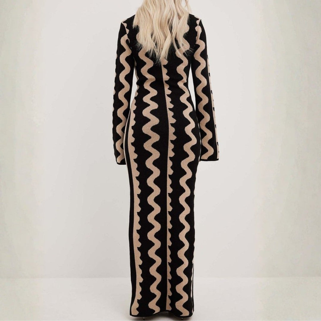 Hiltrude | Women's Long Sleeve Maxi Dress | Round Neck