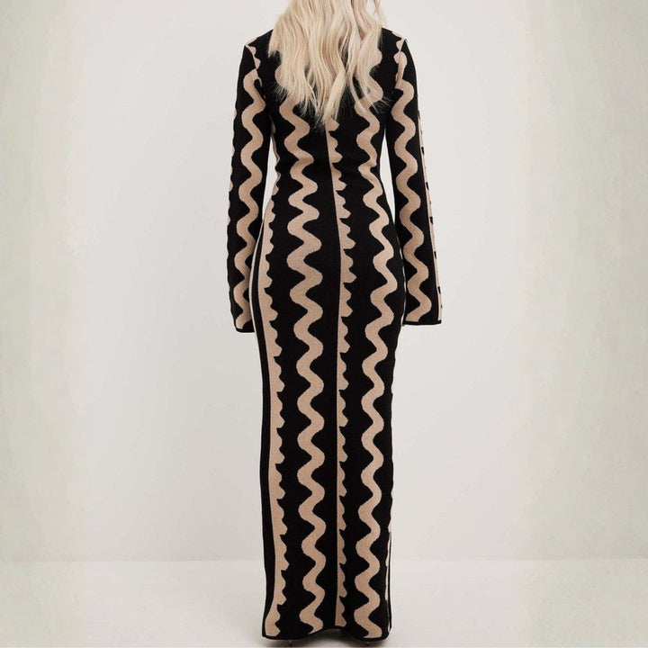 Hiltrude | Women's Long Sleeve Maxi Dress | Round Neck