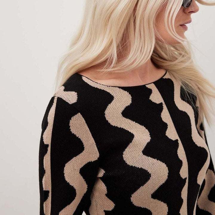 Hiltrude | Women's Long Sleeve Maxi Dress | Round Neck