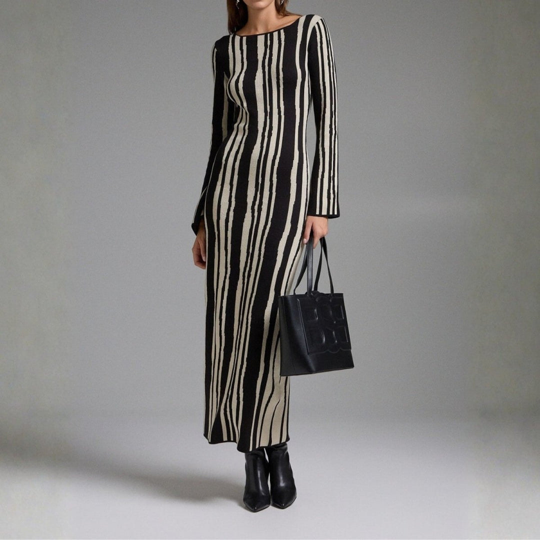 Hiltrude | Women's Long Sleeve Maxi Dress | Round Neck