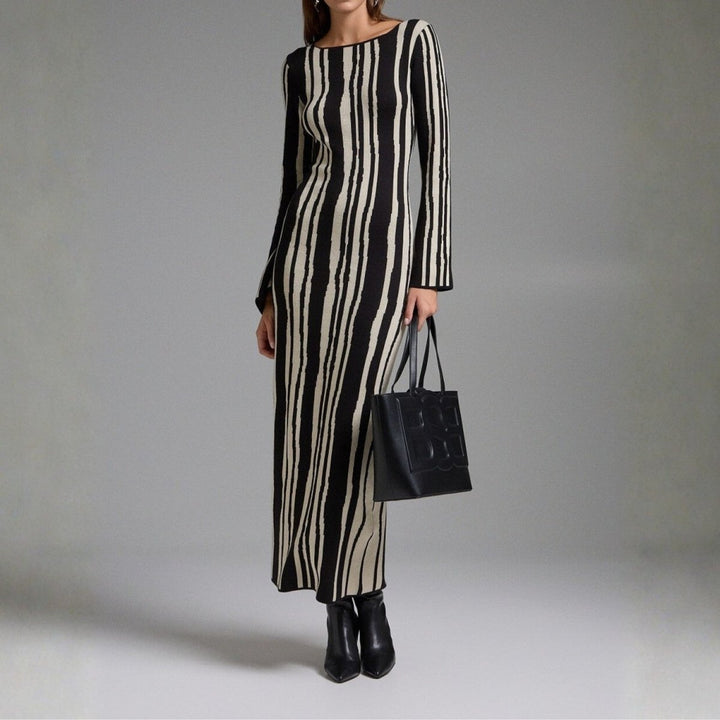 Hiltrude | Women's Long Sleeve Maxi Dress | Round Neck