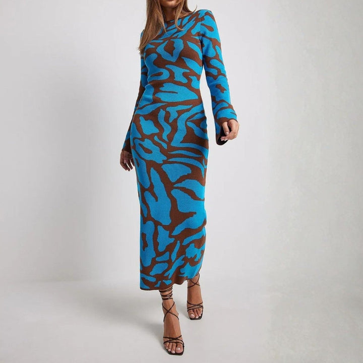 Hiltrude | Women's Long Sleeve Maxi Dress | Round Neck
