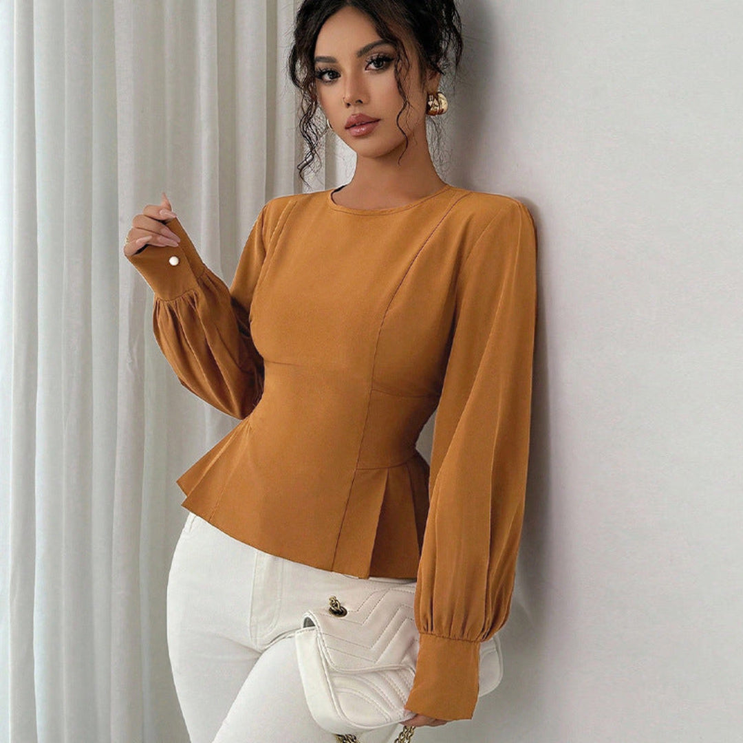 Johanna | Women's Long Sleeve Peplum Top | Smocked Waist