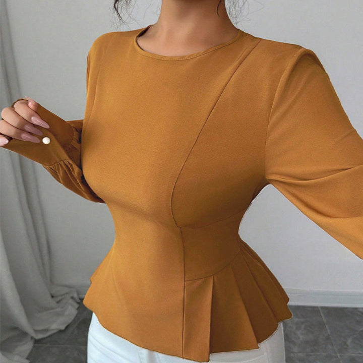 Johanna | Women's Long Sleeve Peplum Top | Smocked Waist