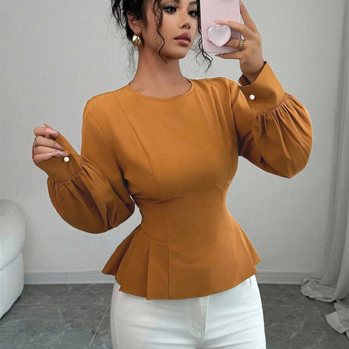 Johanna | Women's Long Sleeve Peplum Top | Smocked Waist