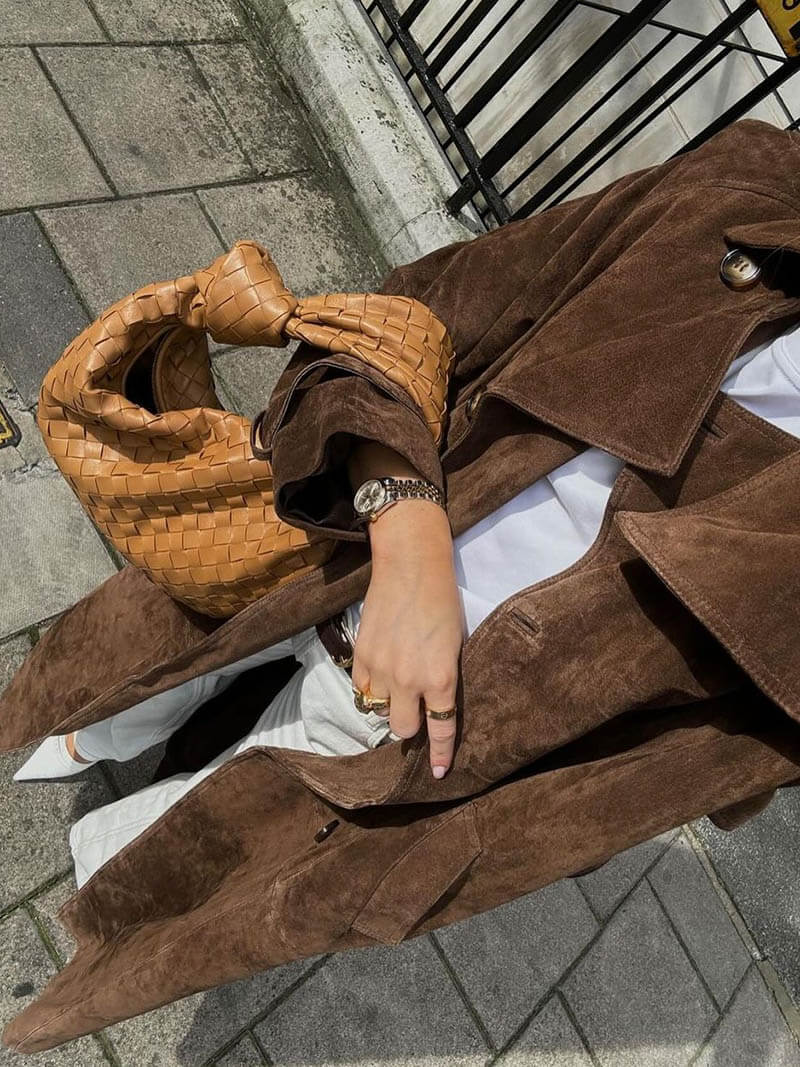 Jadwiga | Women's Long Trench Coat | Double-Breasted Belted Lapel