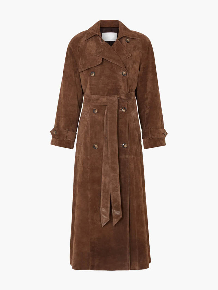Jadwiga | Women's Long Trench Coat | Double-Breasted Belted Lapel