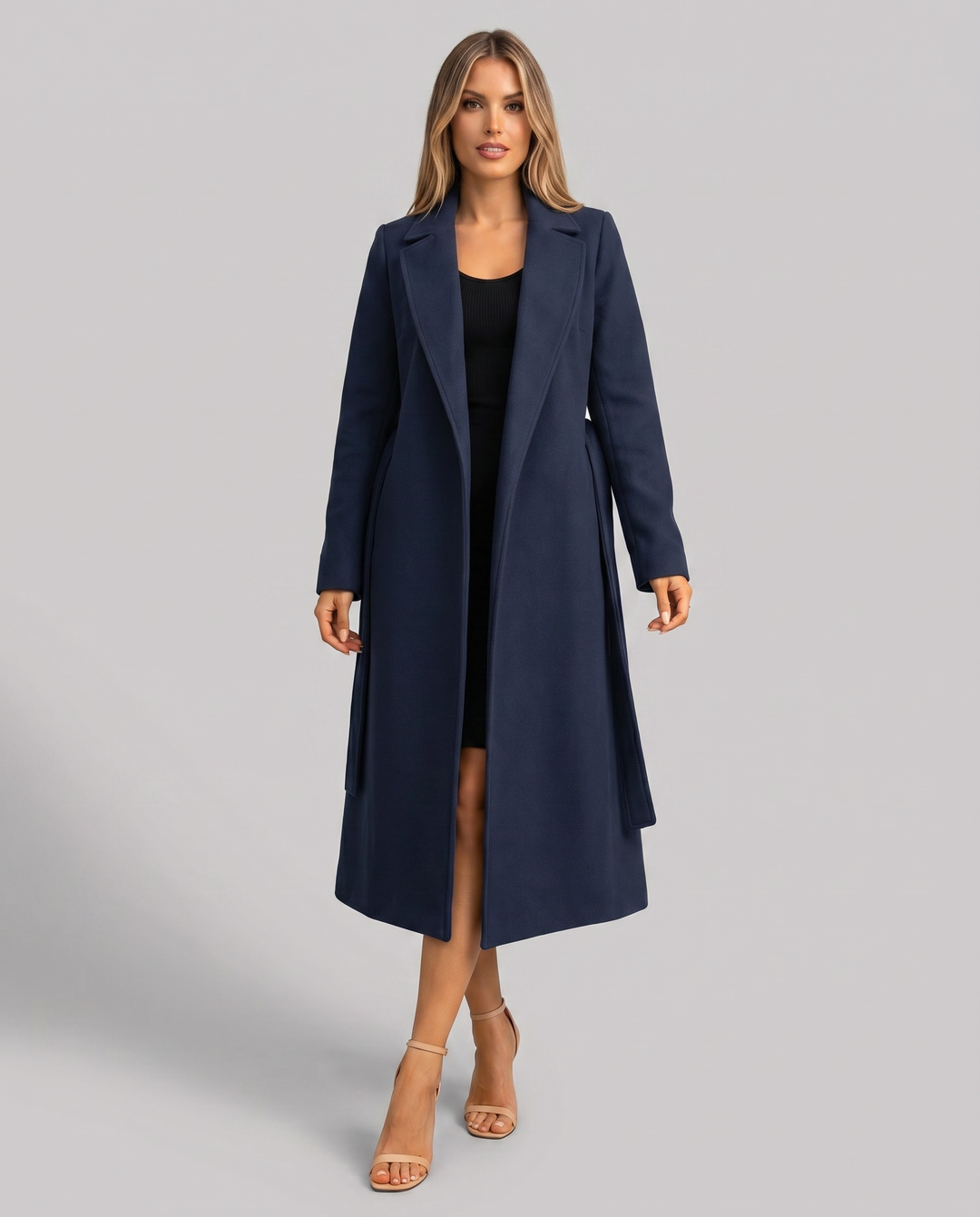 Ardith | Women's Long Trench Coat | Notched Lapel Tie Belt