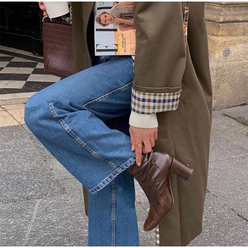 Kazimiera | Women's Long Trench Coat | Plaid Lining Button Up Lapel