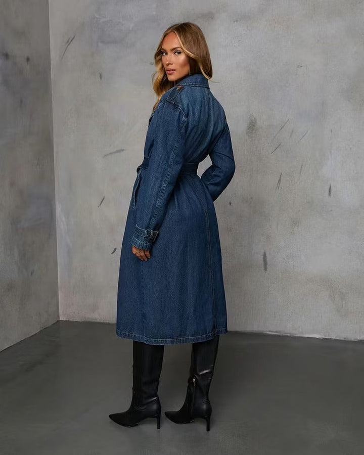 Zara | Women's Long Trench Coat | Tie Belt Lapel