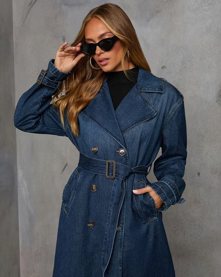 Zara | Women's Long Trench Coat | Tie Belt Lapel