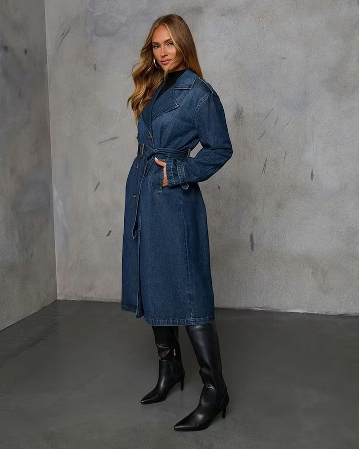 Zara | Women's Long Trench Coat | Tie Belt Lapel