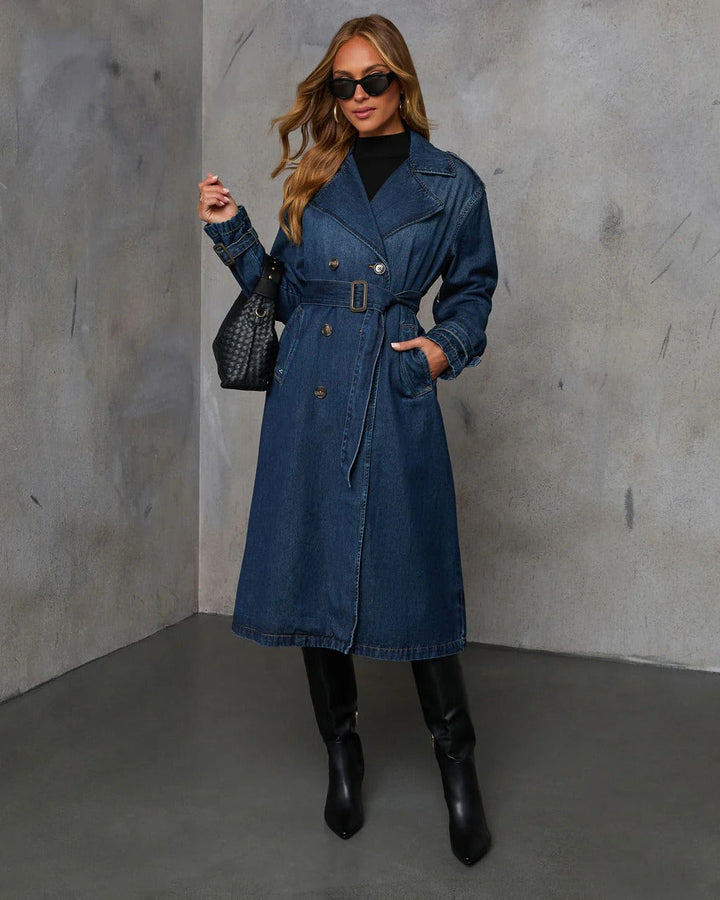 Zara | Women's Long Trench Coat | Tie Belt Lapel