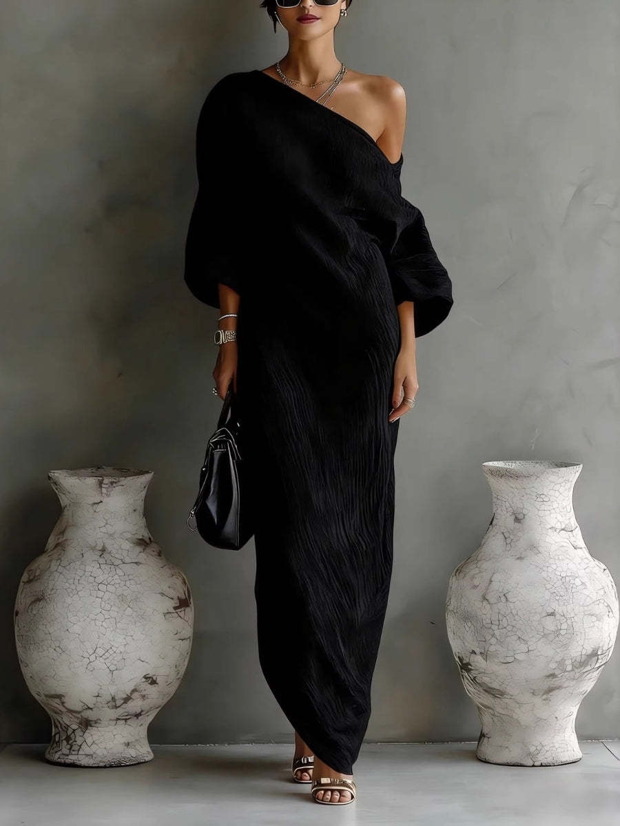 Hersend | Women's Long Sleeve Formal Maxi Dress | Keyhole Neck Belt