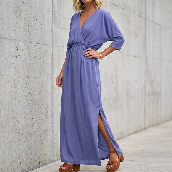 Women's Maxi Dress with V Neck & Side Split | Casual