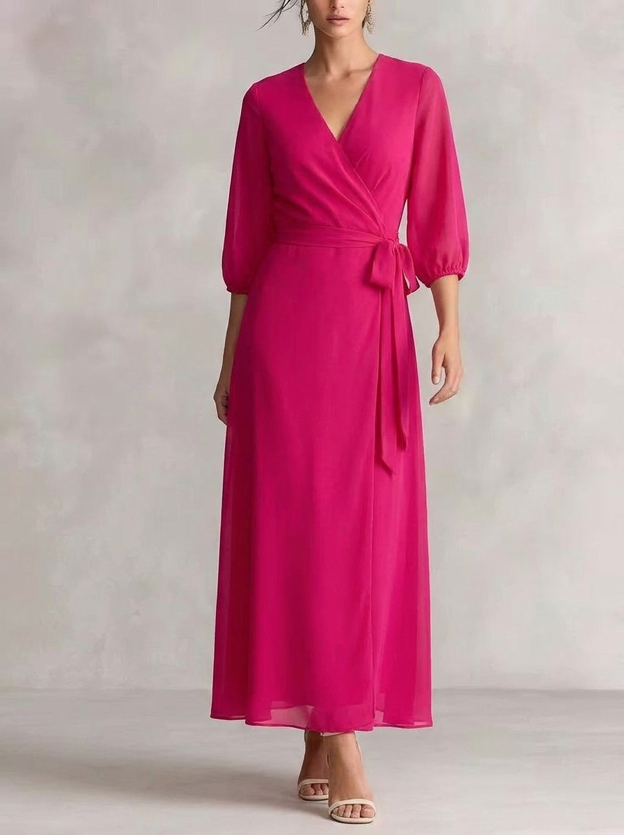 Women's Maxi Dress with V Neck & Wrap Waist | Formal Evening