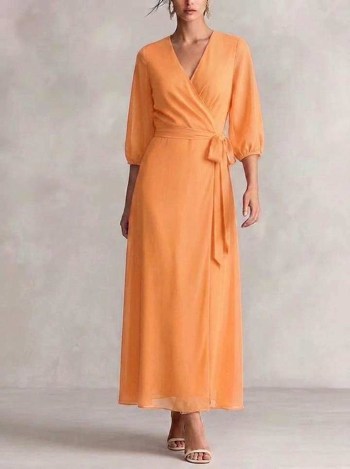 Women's Maxi Dress with V Neck & Wrap Waist | Formal Evening