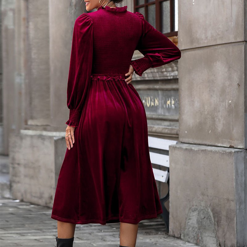 Theodora | Women's Long Sleeve Midi Dress | V Neck Formal