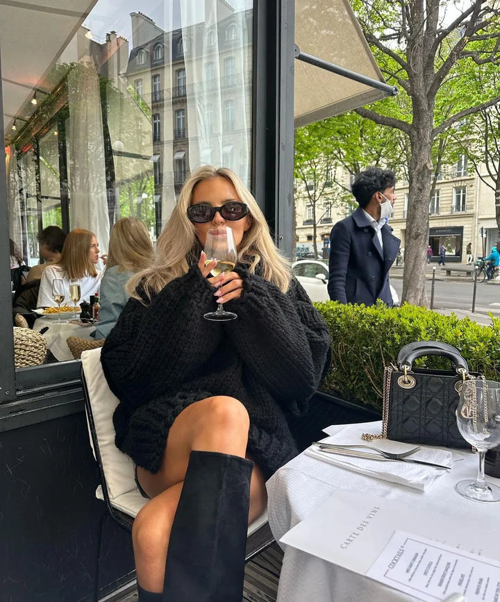 Fabienne | Chunky Knit Mini Dress | Oversized Turtleneck