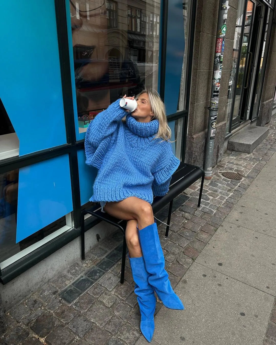 Fabienne | Chunky Knit Mini Dress | Oversized Turtleneck
