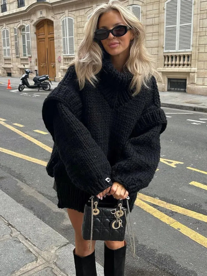 Fabienne | Chunky Knit Mini Dress | Oversized Turtleneck