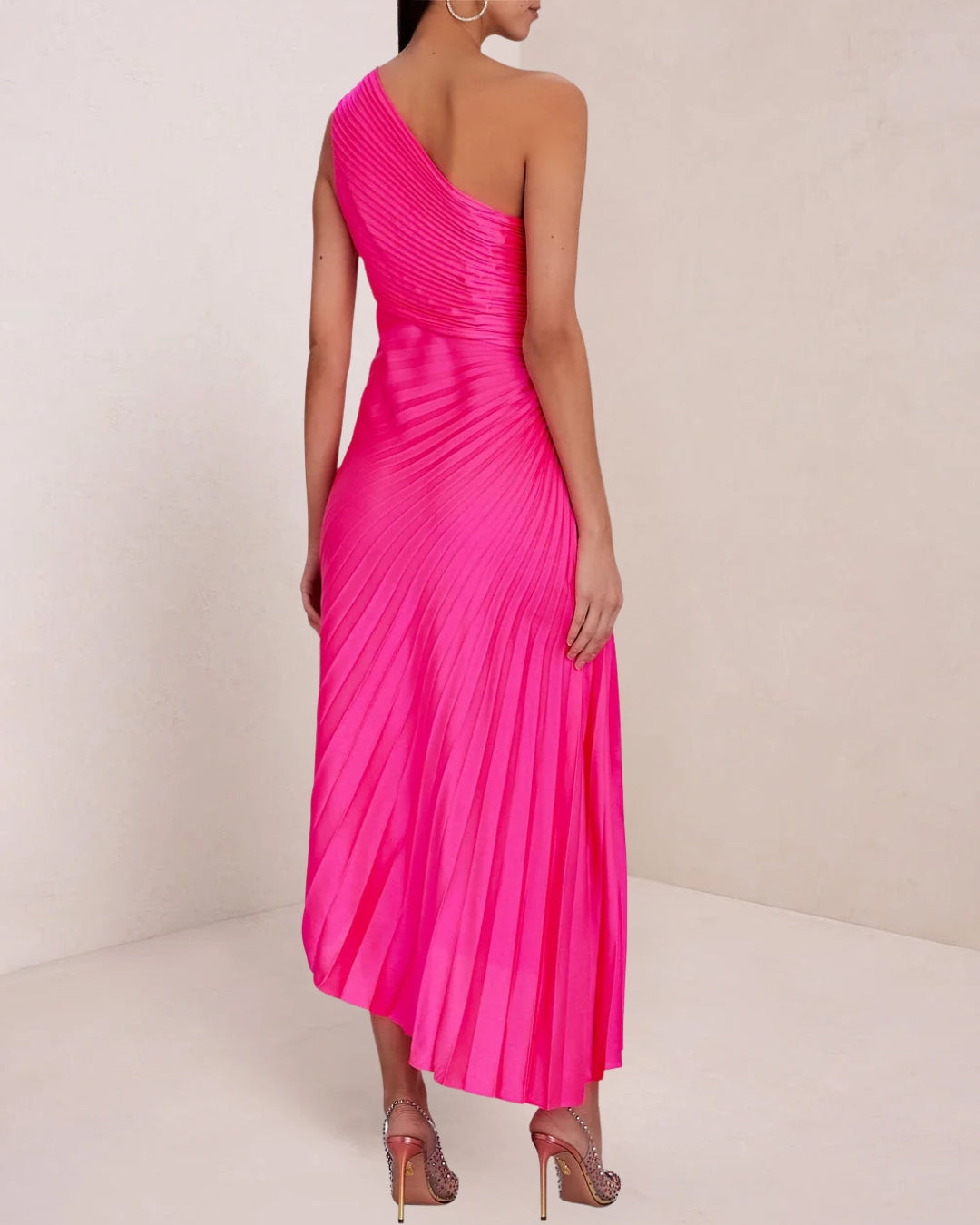 Women's One Shoulder Formal Dress with Pleated Skirt | Maxi