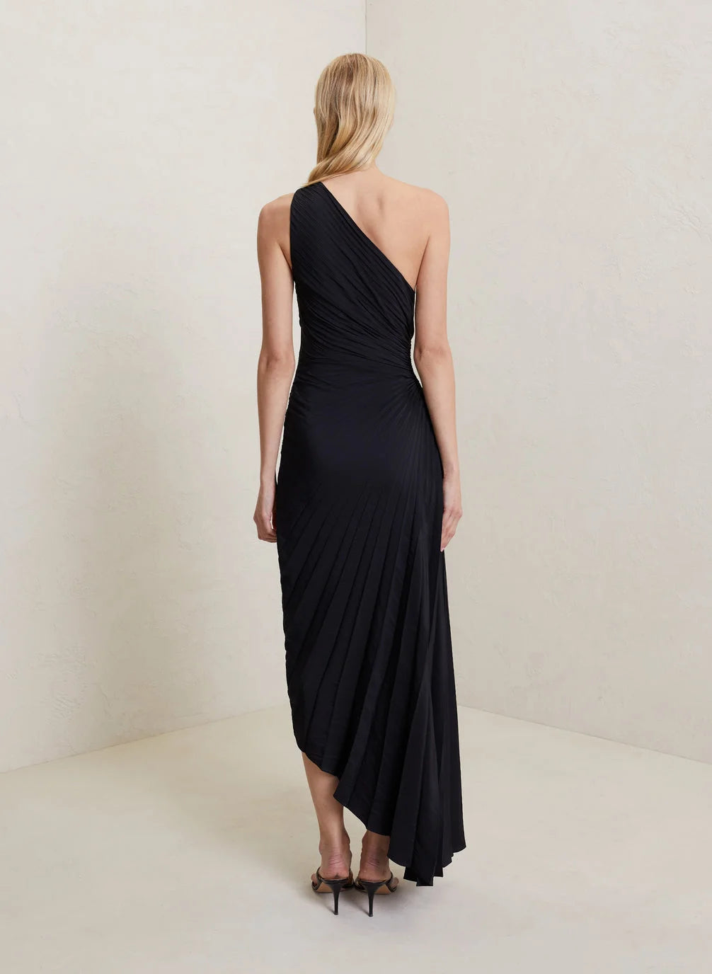 Women's One Shoulder Formal Dress with Pleated Skirt | Maxi