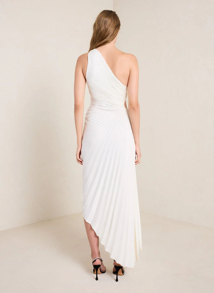 Women's One Shoulder Formal Dress with Pleated Skirt | Maxi
