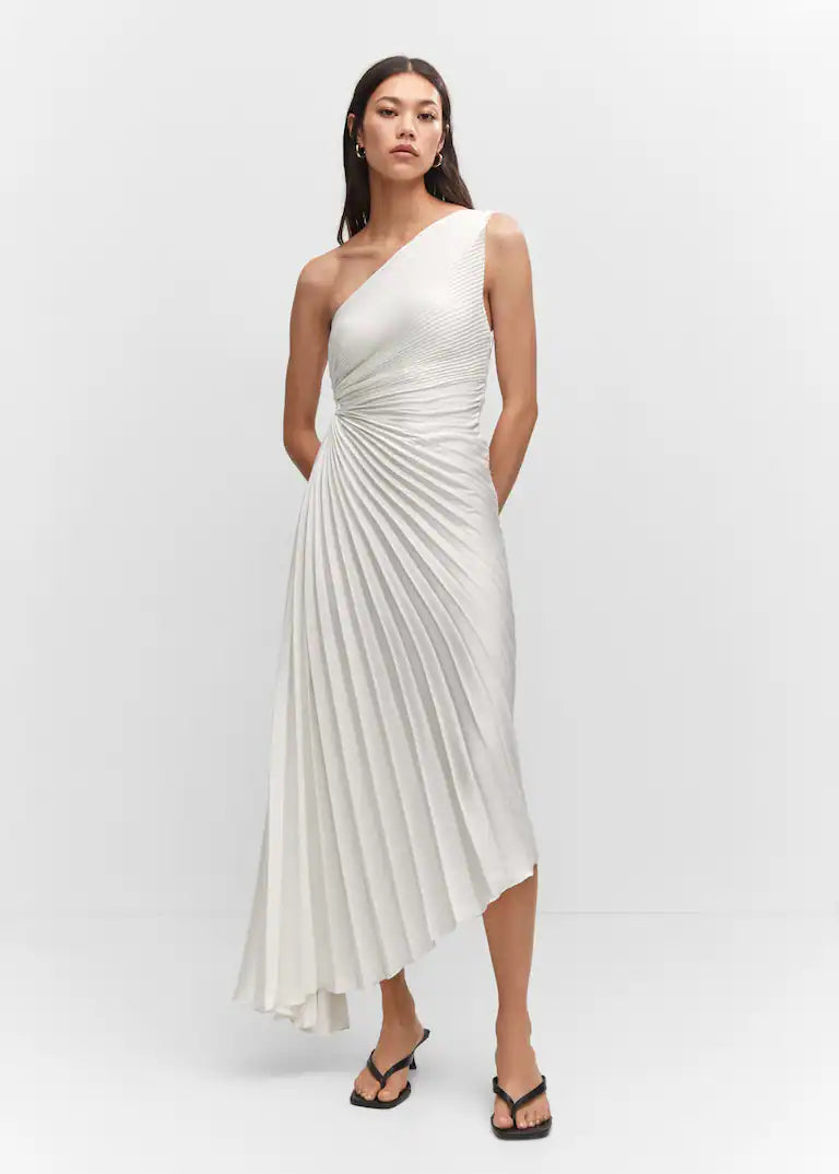 Women's One Shoulder Formal Dress with Pleated Skirt | Maxi
