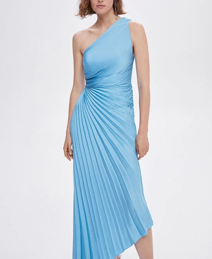 Women's One Shoulder Formal Dress with Pleated Skirt | Maxi