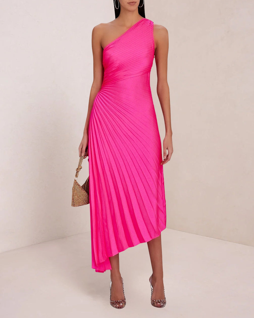 Women's One Shoulder Formal Dress with Pleated Skirt | Maxi