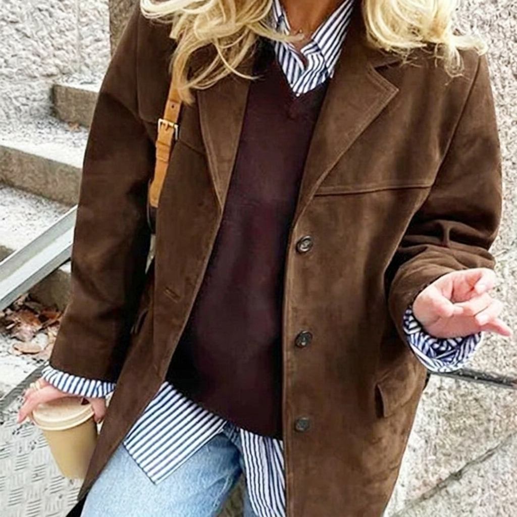 Aleidis | Women's Oversized Blazer | Notched Lapel Button Front