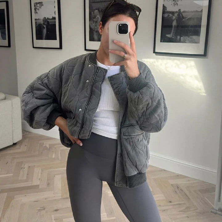 Pia | Women's Oversized Quilted Bomber Jacket | Pockets