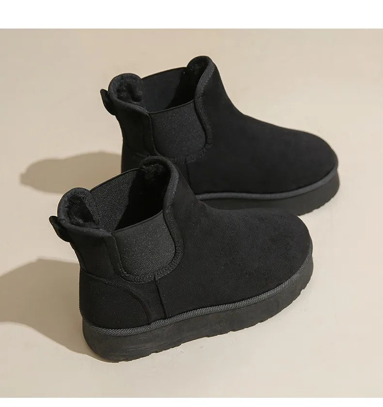 Luna | Women's Platform Chelsea Boots | Fluffy Lining Elastic Panels