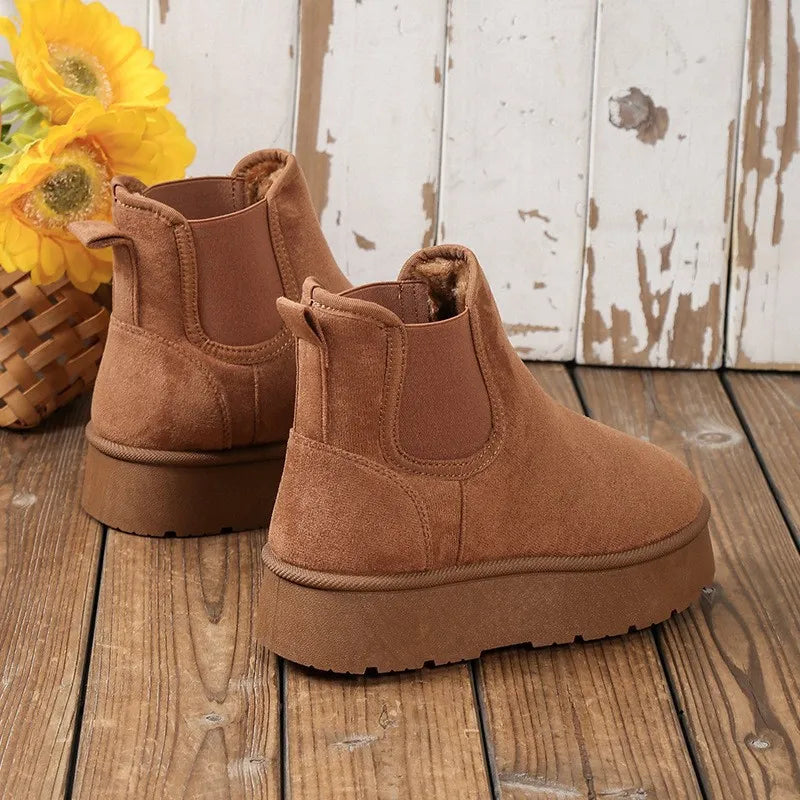 Luna | Women's Platform Chelsea Boots | Fluffy Lining Elastic Panels