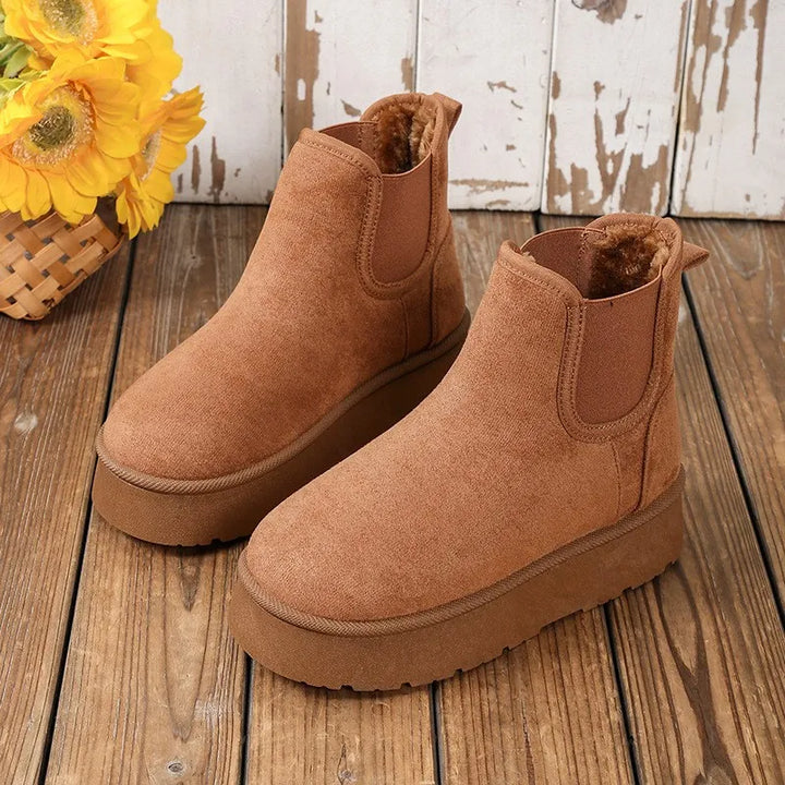 Luna | Women's Platform Chelsea Boots | Fluffy Lining Elastic Panels