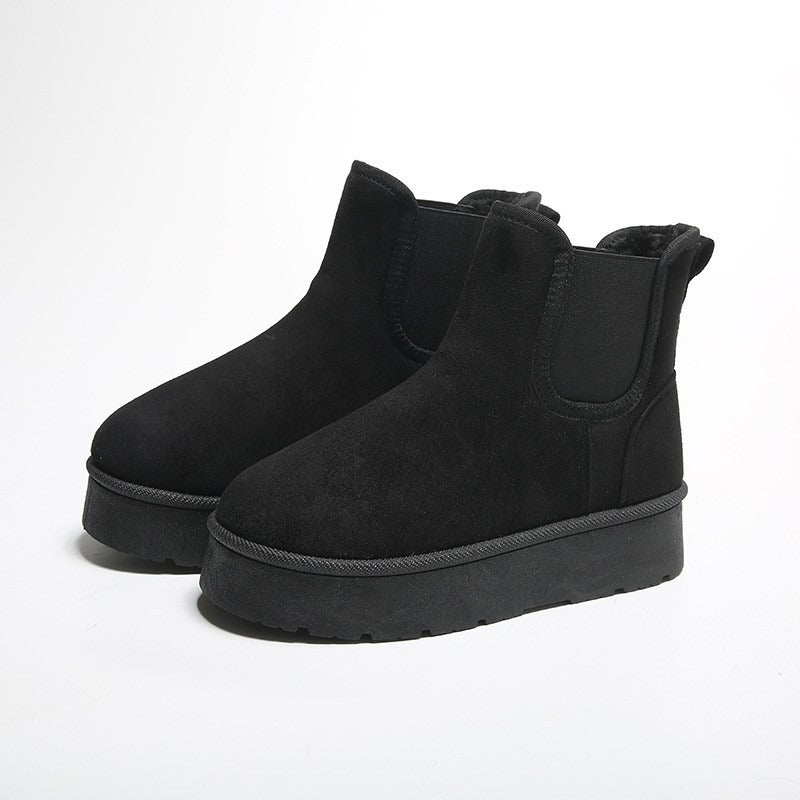 Luna | Women's Platform Chelsea Boots | Fluffy Lining Elastic Panels