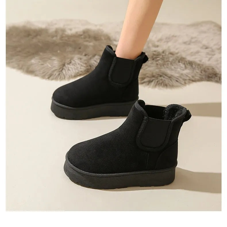 Luna | Women's Platform Chelsea Boots | Fluffy Lining Elastic Panels