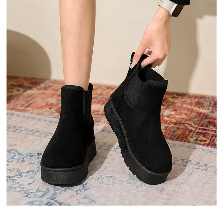 Luna | Women's Platform Chelsea Boots | Fluffy Lining Elastic Panels