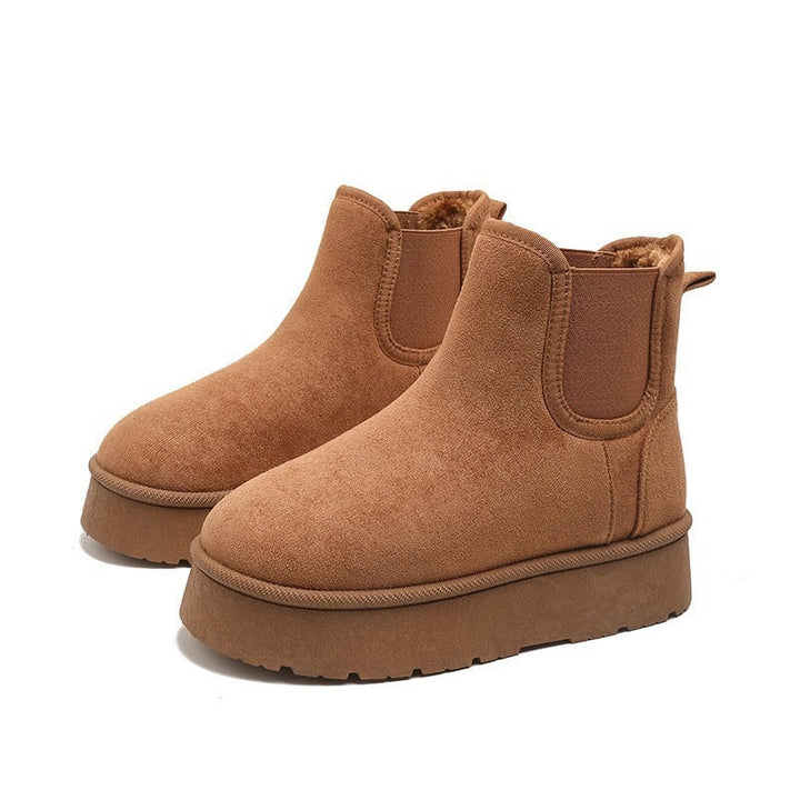 Luna | Women's Platform Chelsea Boots | Fluffy Lining Elastic Panels