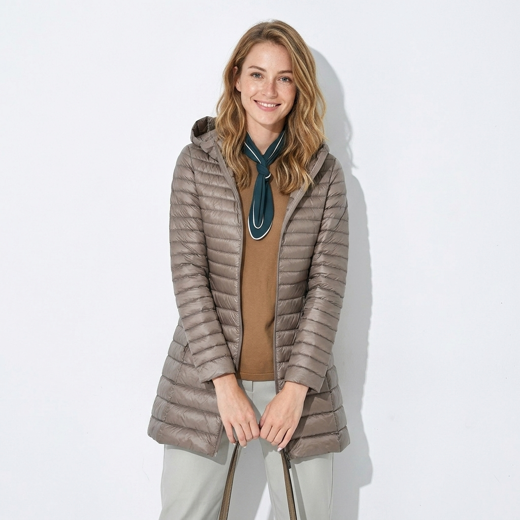 Erkanfriede | Women's Long Hooded Puffer Jacket | Zip Up Winter