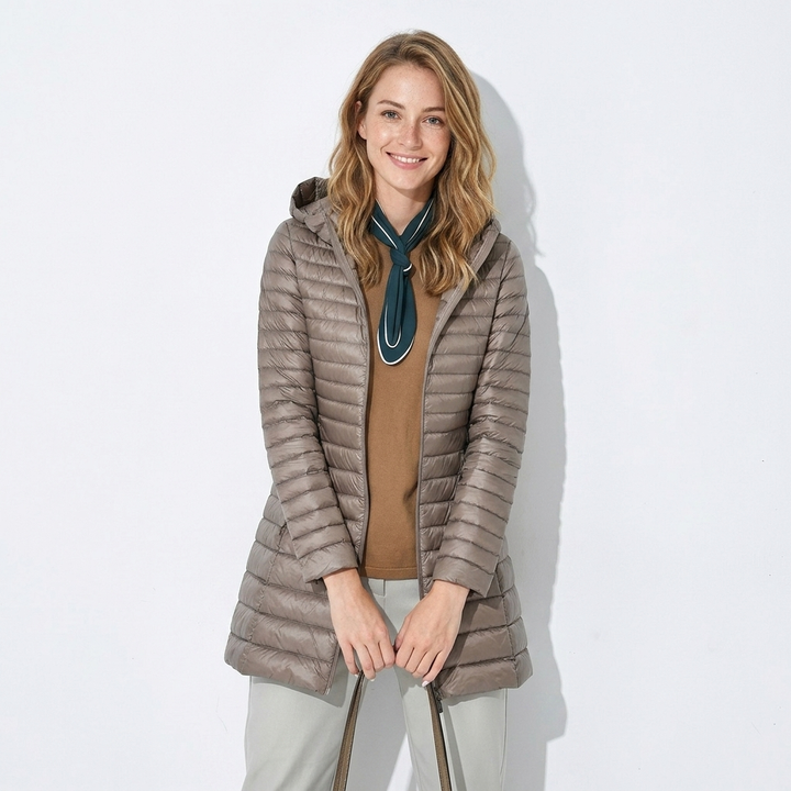 Erkanfriede | Women's Long Hooded Puffer Jacket | Zip Up Winter